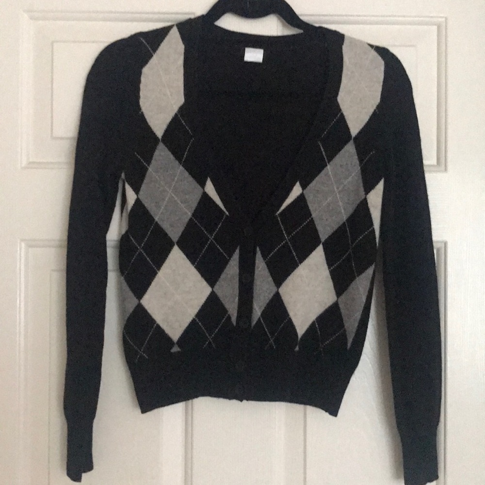 J Crew - Black and Grey Wool Cardigan